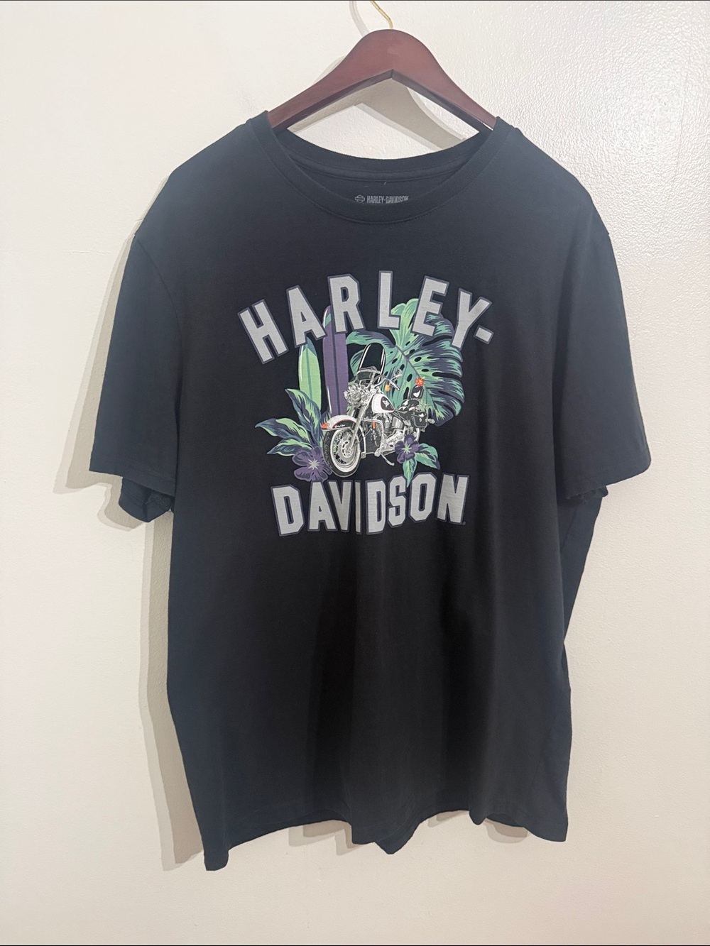 Harley Davidson Black Tropical Graphic Shirt Mens XL Biker